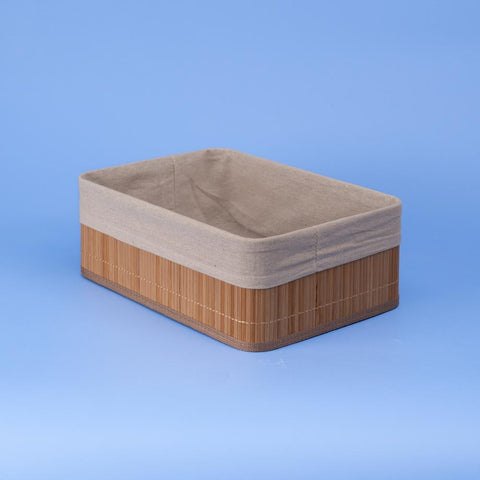 Cesto Retangular De Bambu Com Forro 33Cm - Oikos