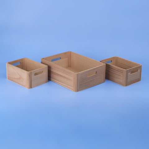 Kit 3 Caixas Organizadoras Com Alças De Madeira Clara