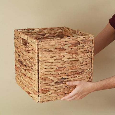 Cesto Dobrável Tramado em Fibra Natural 30Cm - Oikos