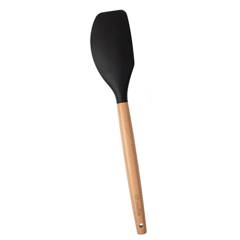 Espátula de Silicone Preta com Cabo de Madeira - Mollie