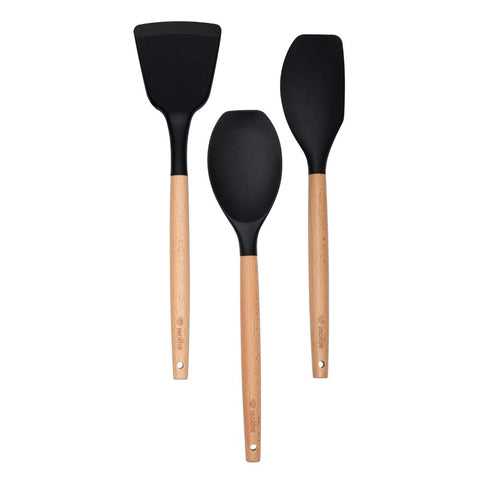 Utensílios de Silicone com Cabo de Madeira 3 Peças - Mollie
