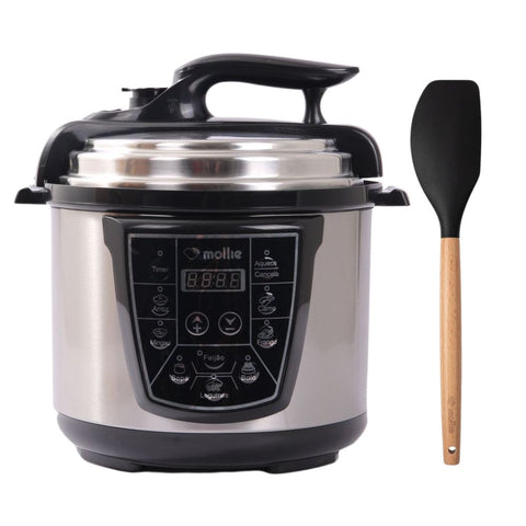 Panela de Pressão Elétrica Multif 4L 127V- Mollie - Inox + Livro de Receitas + Espátula Silicone