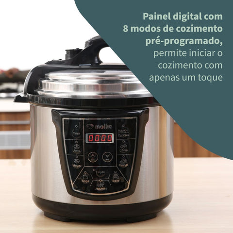 Panela de Pressão Elétrica Multif 4L 127V- Mollie - Inox + Livro de Receitas + Espátula Silicone