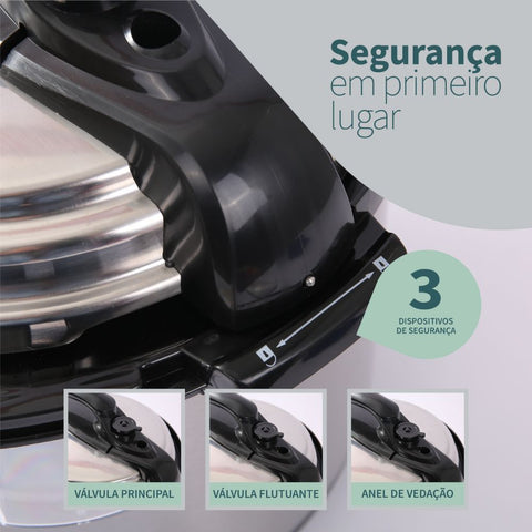 Panela de Pressão Elétrica Multif 4L 127V- Mollie - Inox + Livro de Receitas + Espátula Silicone