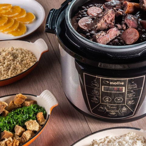 Panela de Pressão Elétrica Multif 4L 127V- Mollie - Inox + Livro de Receitas + Espátula Silicone