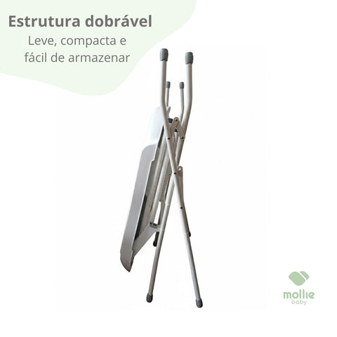 Banheira de Bebê Dobrável Portátil até 35 Litros com Suporte e Almofada de Banho Cinza - Mollie Baby