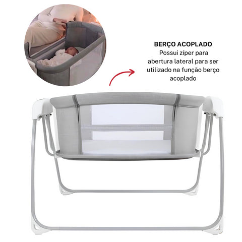 Berço Techno Bluetooth Cinza Escuro Mastela