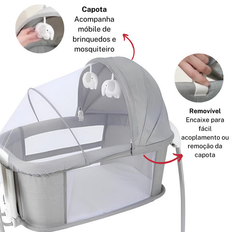 Berço Techno Bluetooth Cinza Escuro Mastela