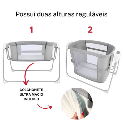 Berço Techno Bluetooth Cinza Escuro Mastela