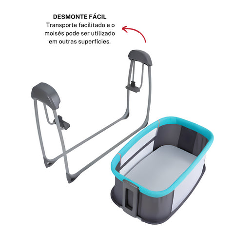 Berço Techno Bluetooth Chumbo e Verde Mastela