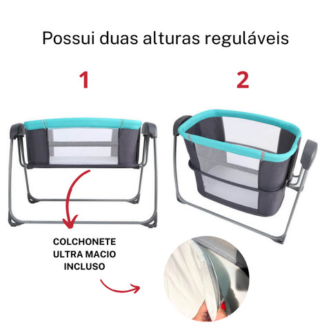 Berço Techno Bluetooth Chumbo e Verde Mastela