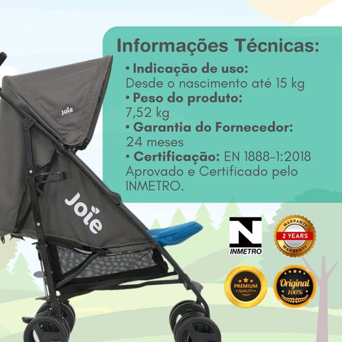 Carrinho de Bebê Passeio Guarda Chuva Nitro Azul Sea - Joie