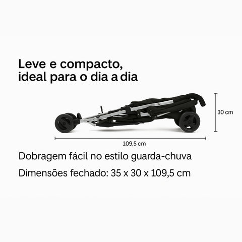 Carrinho de Bebê Fechamento Guarda-Chuva Nitro Preto Coal - Joie