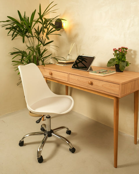 Conjunto 2 Cadeira Saarinen Office Cromada Branca - Mollie