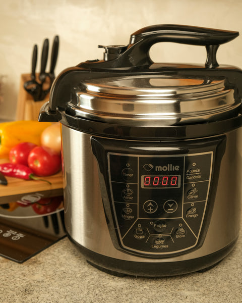 Panela de pressão elétrica multifuncional 4L 220v- Mollie - Inox + Livro de Receitas