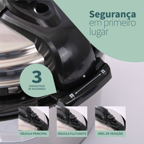Panela de pressão elétrica multifuncional 4L 220v- Mollie - Inox + Livro de Receitas
