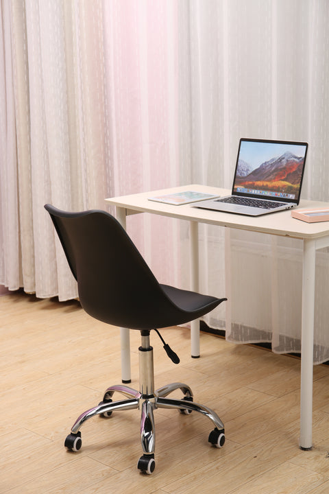 Conjunto 2 Cadeira Saarinen Office Cromada Preta - Mollie