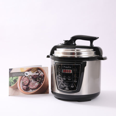 Panela de pressão elétrica multifuncional 4L 220v- Mollie - Inox + Livro de Receitas