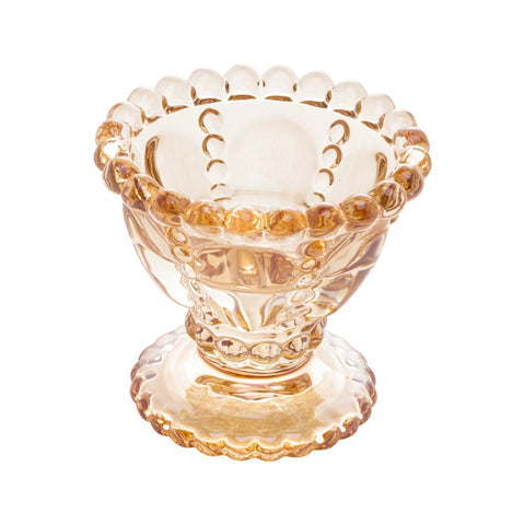 Porta Vela Pearl de Vidro Âmbar 8cm x 8cm - Wolff