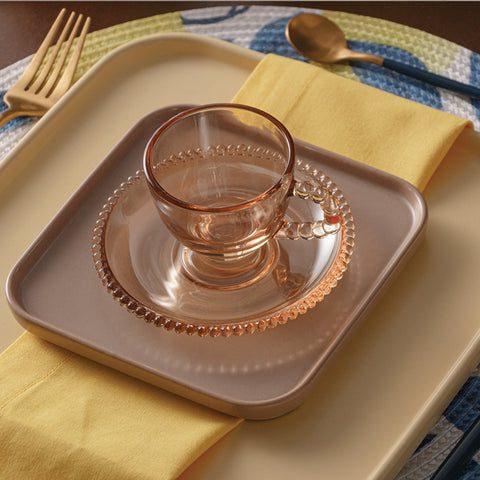 Jogo de 4 Xícaras para Café Wolff Pearl de Cristal Âmbar 80ml