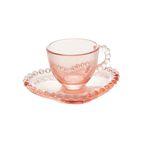 Jogo de 4 Xícaras para Café Wolff Pearl de Cristal Rosa 85ml