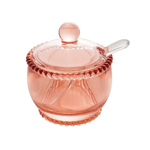 Açucareiro Pearl de Cristal Rosa 10cm x 8cm x 7cm - Wolff