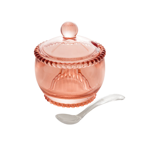 Açucareiro Pearl de Cristal Rosa 10cm x 8cm x 7cm - Wolff