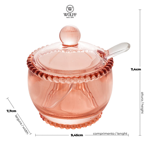 Açucareiro Pearl de Cristal Rosa 10cm x 8cm x 7cm - Wolff