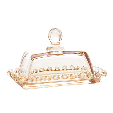 Manteigueira Pearl de Cristal Âmbar 14cm x 9cm x 8cm - Wolff