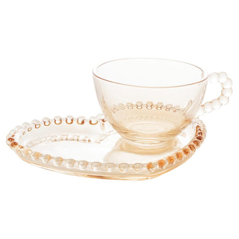 Xícara de Chá Pearl de Cristal Âmbar 180ml - Wolff