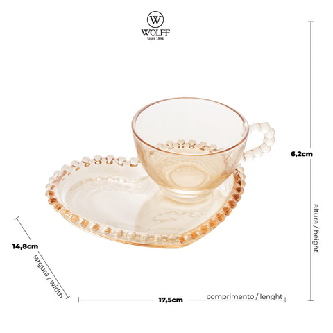 Xícara de Chá Pearl de Cristal Âmbar 180ml - Wolff