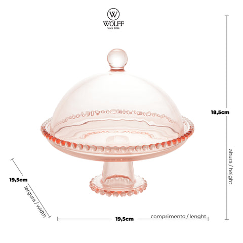 Prato Pearl de Cristal Rosa 20cm x 18cm - Wolff