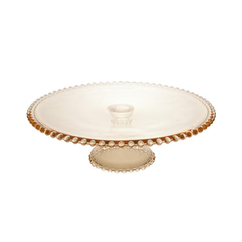 Prato para Bolo Pearl de Cristal Âmbar 31cm x 11cm - Wolff