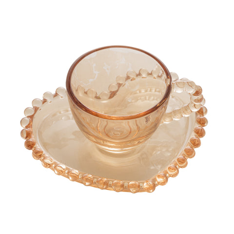 Jogo de 4 Xícaras para Café Wolff Pearl de Cristal Âmbar