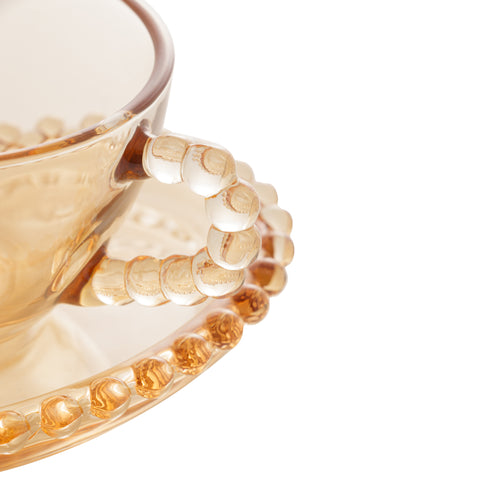 Jogo de 4 Xícaras para Café Wolff Pearl de Cristal Âmbar