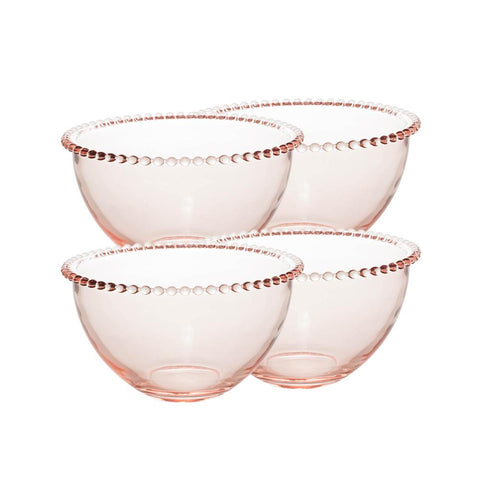 Jogo de 4 Bowls Wolff Pearl de Cristal Rosa 14cm x 8cm