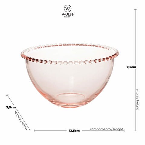 Jogo de 4 Bowls Wolff Pearl de Cristal Rosa 14cm x 8cm
