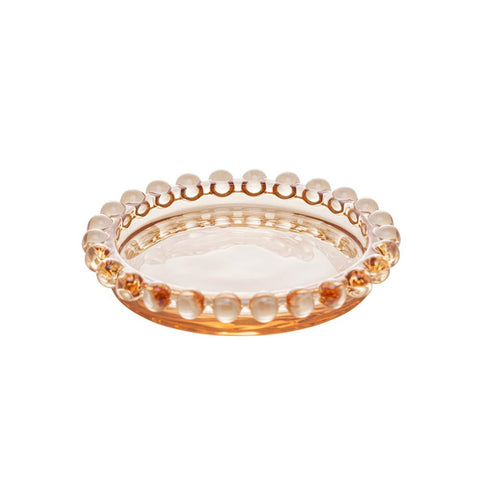 Jogo de 4 Pratos Wolff Pearl de Cristal Âmbar 10cm