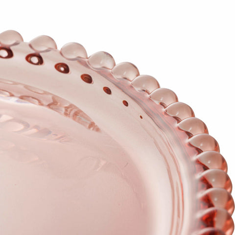 Jogo de 4 Pratos Wolff Pearl de Cristal Rosa 18cm x 15cm x 2cm
