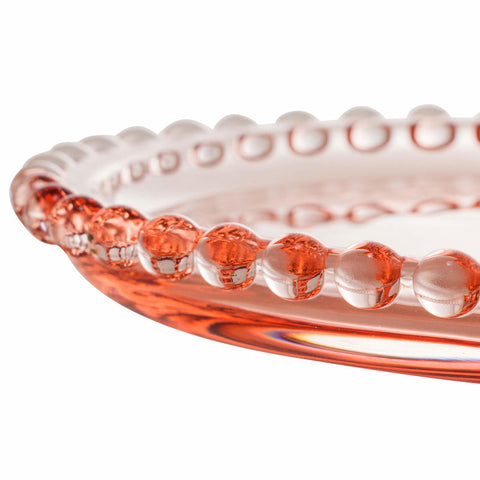 Jogo de 4 Pratos Wolff Pearl de Cristal Rosa 18cm x 15cm x 2cm