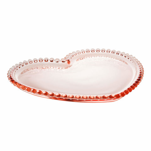 Jogo de 4 Pratos Wolff Pearl de Cristal Rosa 18cm x 15cm x 2cm