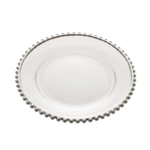 Prato com Borda Prata Pearl de Cristal 20cm - Wolff