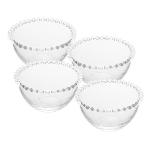 Jogo de 4 Bowls Wolff Pearl de Cristal Incolor 14cm x 8cm