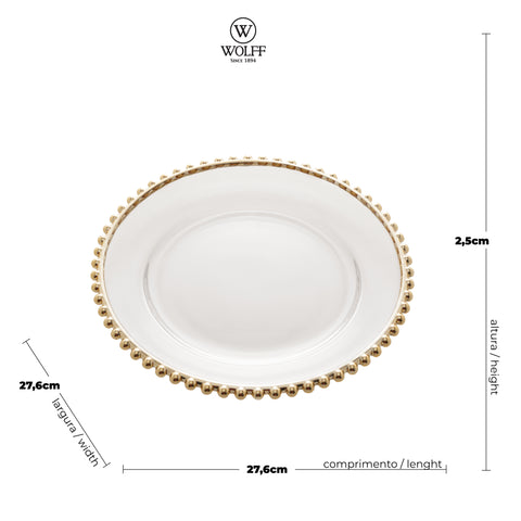 Prato Pearl de Cristal Dourado 28cm - Wolff