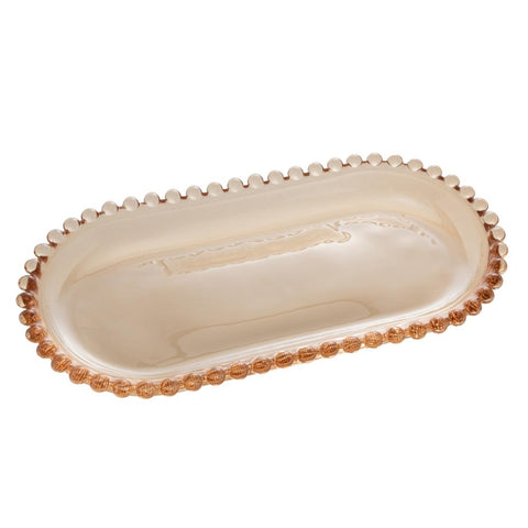 Travessa Oval Pearl de Cristal Âmbar 24cm x 12cm x 2cm - Wolff