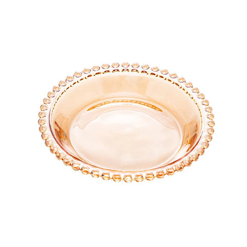 Jogo de 4 Pratos Wolff Pearl de Cristal Âmbar 14cm