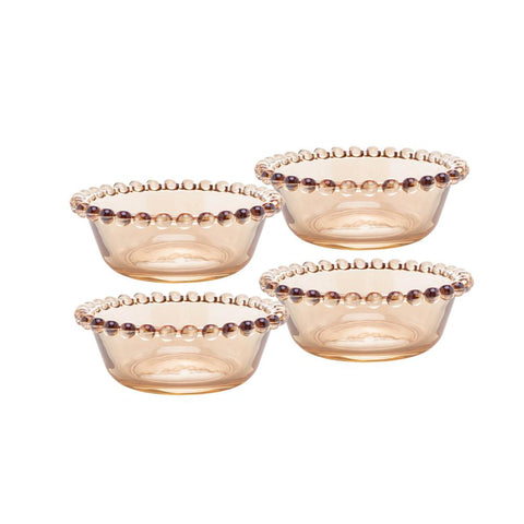 Jogo de 4 Bowls Pearl de Cristal Âmbar 12cm - Wolff