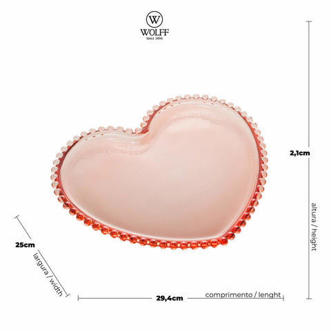 Prato Pearl de Cristal Rosa 30cm x 25cm x 2cm - Wolff