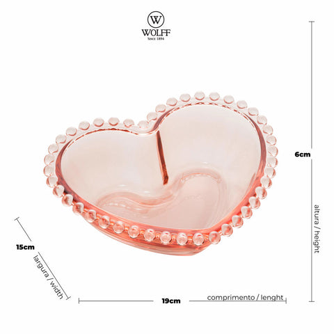 Bowl Pearl de Cristal Rosa 17,5cm x 15cm x 5,5cm - Wolff