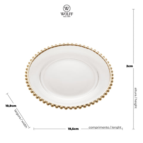 Prato Pearl de Cristal Dourado 20cm - Wolff